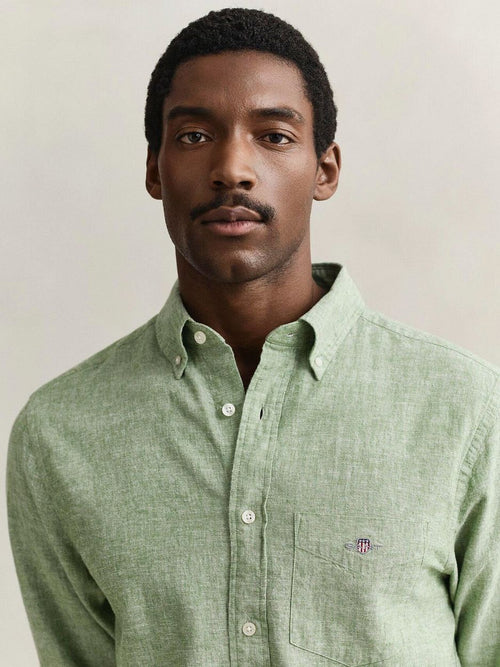 Overhemd cotton linen groen