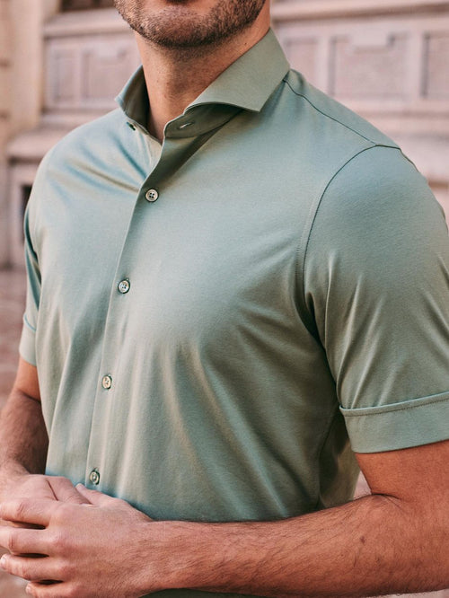 Shortsleeve sorona overhemd erik groen