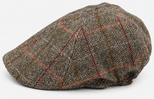 Flat cap wool check groen
