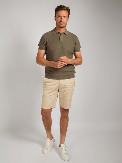 Respect polo structure knit olijfgroen
