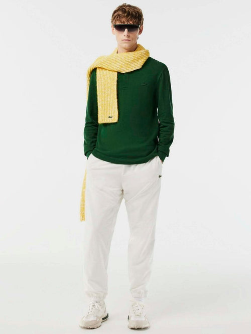 Longsleeve poloshirt piqué donkergroen