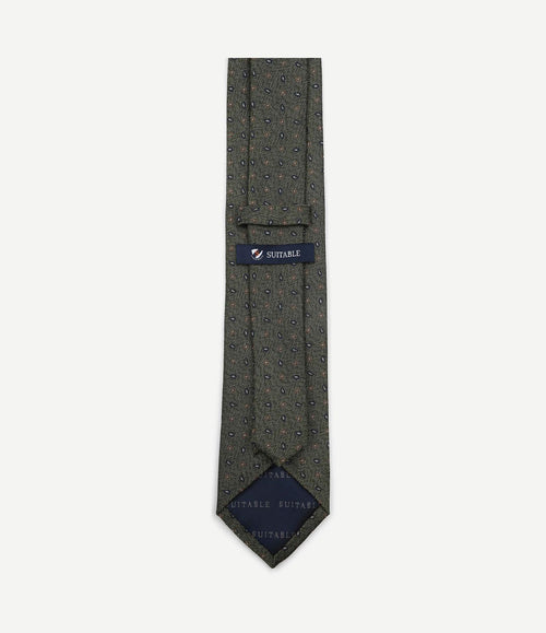 Stropdas zijde small paisley olive