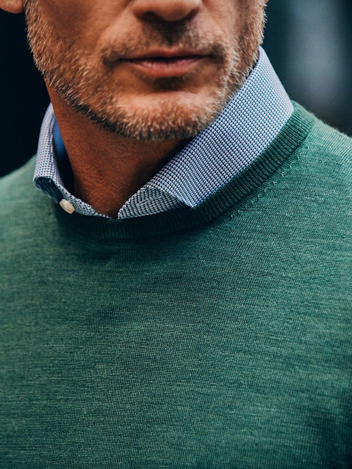 Suitable merino pullover military groen