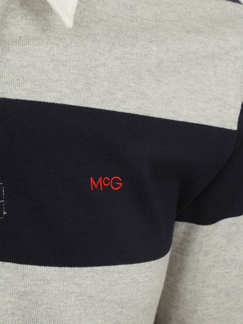 McGregor rugbyshirt streep donkerblauw grijs | Regular-fit