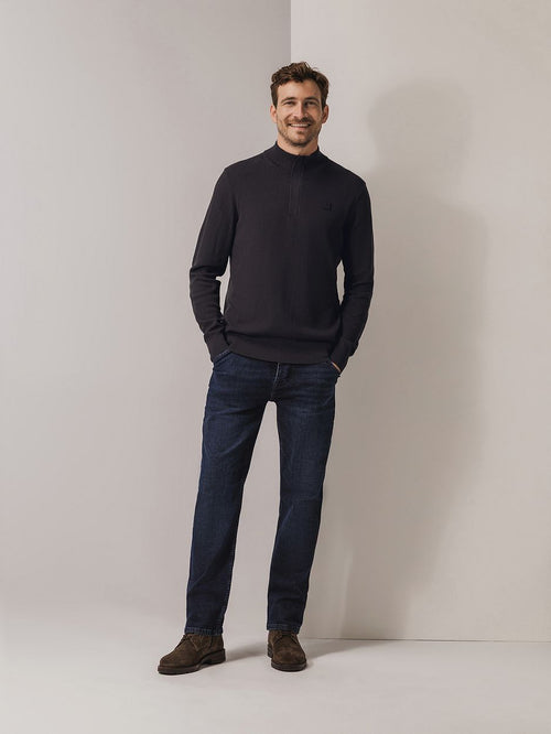 State of Art halve rits trui structuur antraciet | Regular-fit