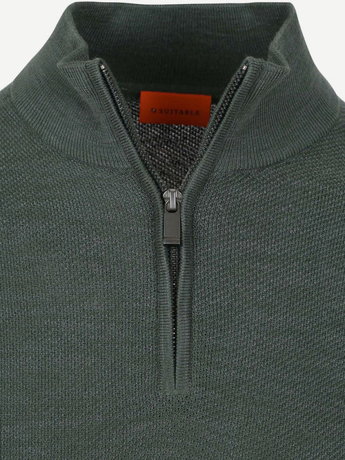Pine knit halve rits trui groen