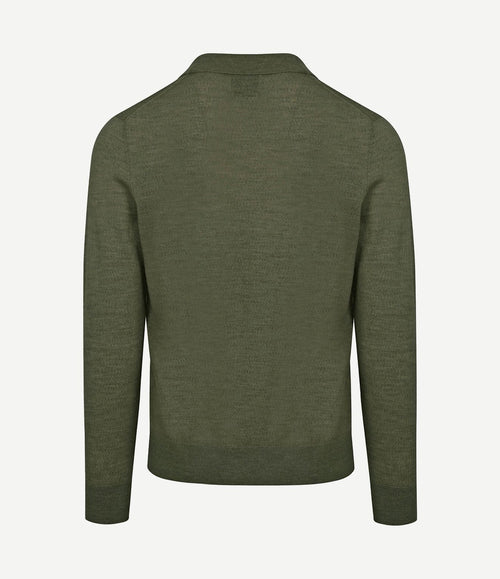 The robert long sleeve poloshirt merino army groen