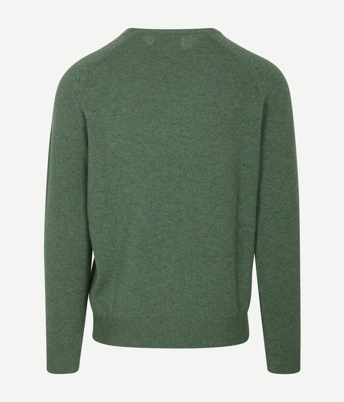 Trui v-hals lamswol mid groen