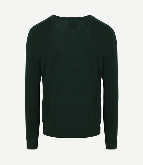 Pullover v-hals woolblend donkergroen