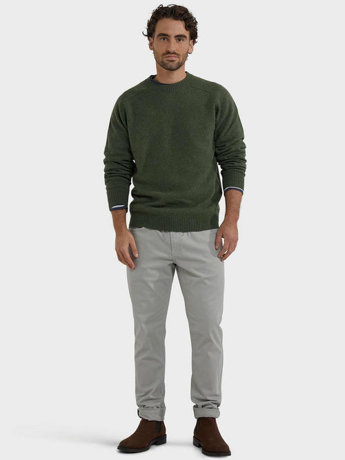 Trui lamswol melange sage groen