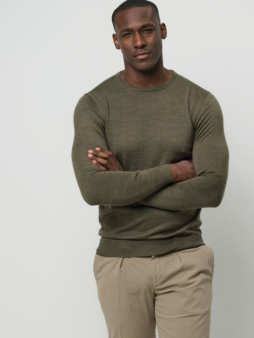 Pullover merinowol olive