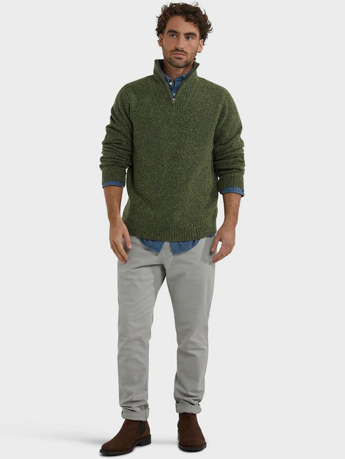 halve rits trui lamswol blend olive