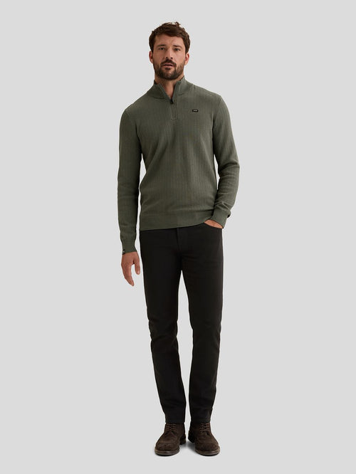 Pullover halve rits structure urban chic groen