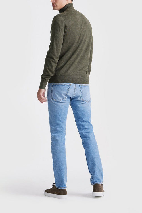 The michael halve rits pull army merino groen
