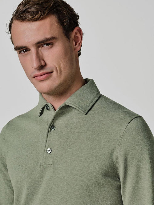 Longsleeve poloshirt luxury basic groen