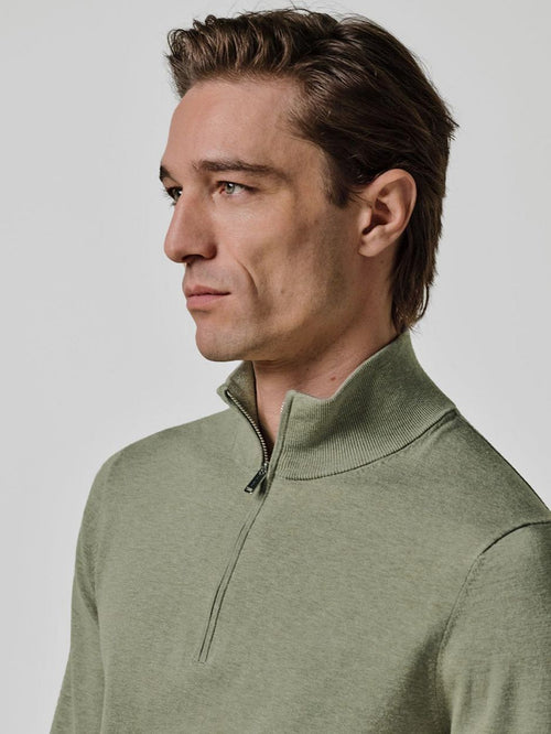 halve rits pullover luxury basic groen