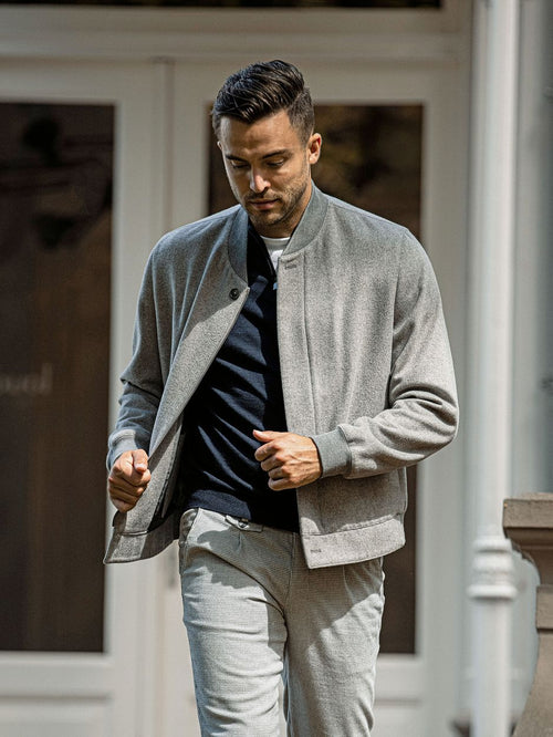 Suitable bomberjas flanel grijs | Regular-fit