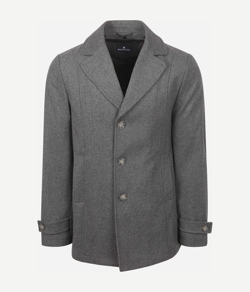 Steppin' Out caban coat wol grijs | Slim-fit