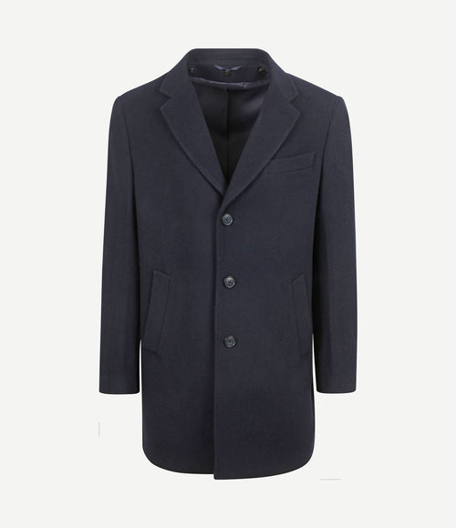Coat wol twill donkerblauw