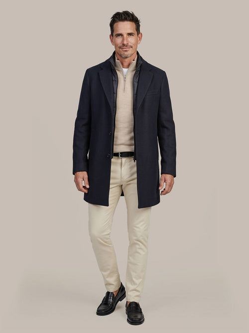 Coat wol twill donkerblauw