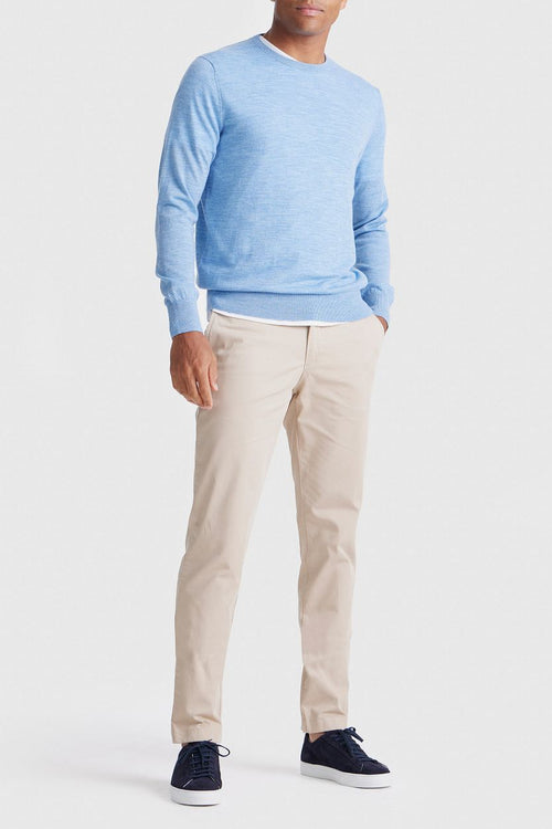 King essentials the john pullover merino lichtblauw | Regular-fit