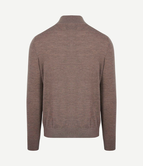 The michael halve rits pull merino bruin