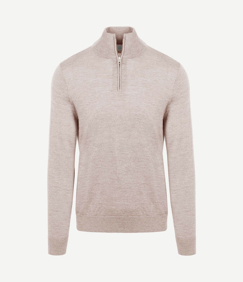 The michael halve rits pull merino greige