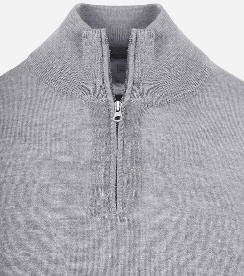 King essentials the michael halve rits pull merino grijs | Regular-fit