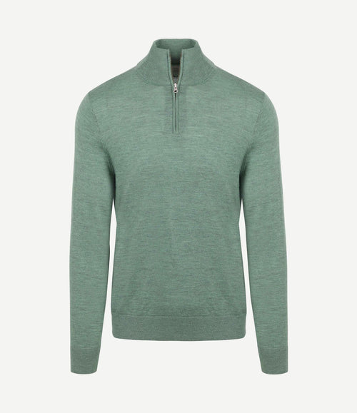 The michael halve rits pull merino groen