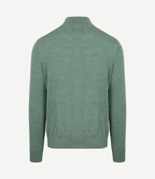 The michael halve rits pull merino groen