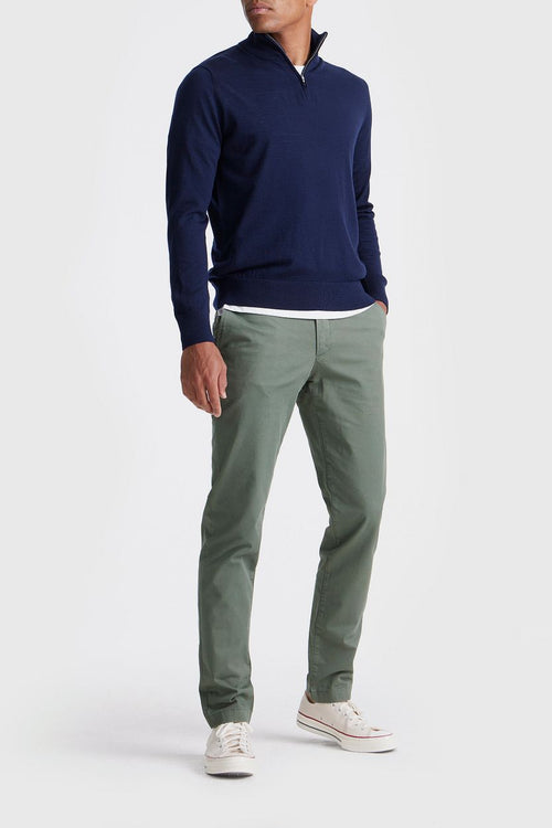 King essentials the michael halve rits pull merino donkerblauw | Regular-fit