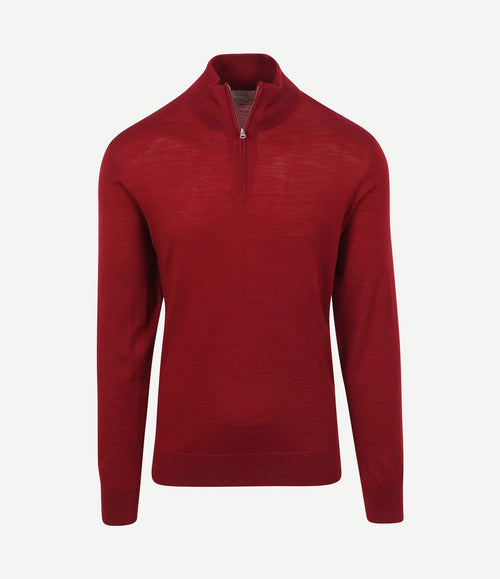 The michael halve rits pull merino rood