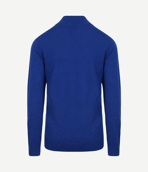 The michael halve rits pull merino royal blauw