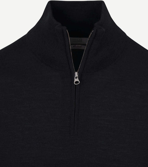 King essentials the michael halve rits pull merino zwart | Regular-fit