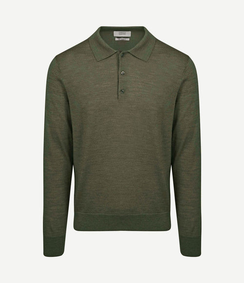 The robert long sleeve poloshirt merino army groen