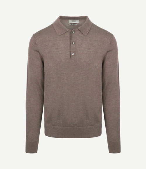 The robert long sleeve poloshirt merino bruin