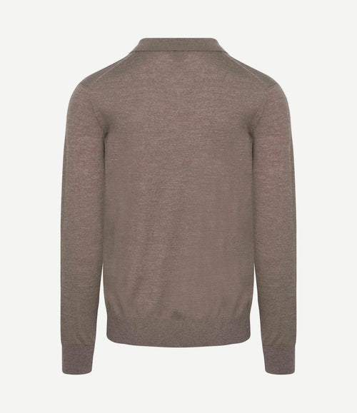 The robert long sleeve poloshirt merino bruin