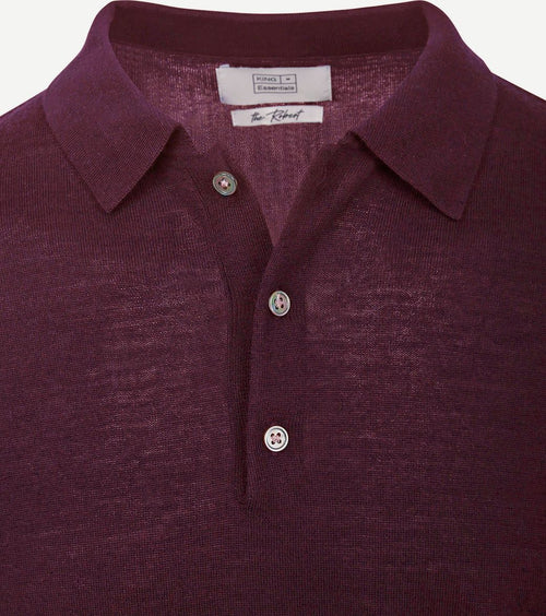 King essentials the robert long sleeve poloshirt merino burgundy