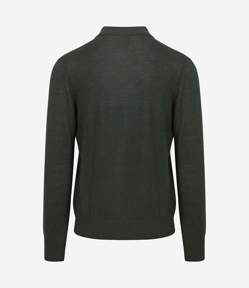 The robert long sleeve poloshirt merino donkergroen