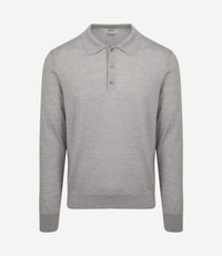 The robert long sleeve poloshirt merino grijs