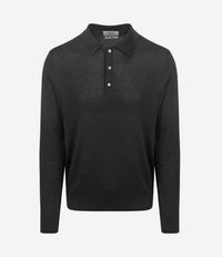 The robert long sleeve poloshirt merino zwart