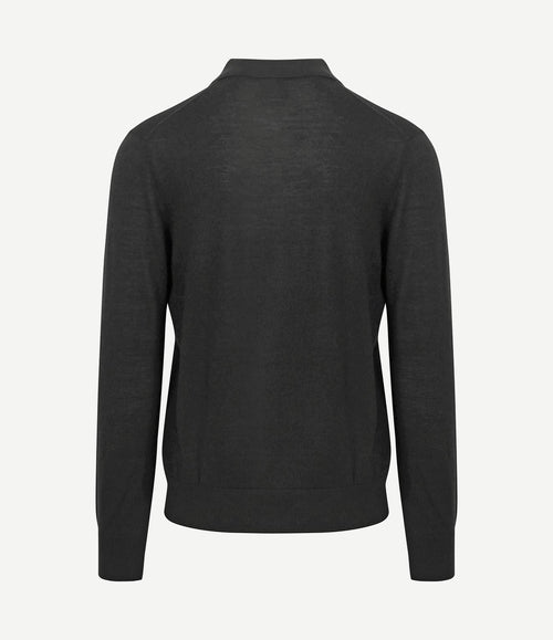 The robert long sleeve poloshirt merino zwart