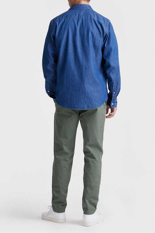 The tommy denim overhemd chambray blauw