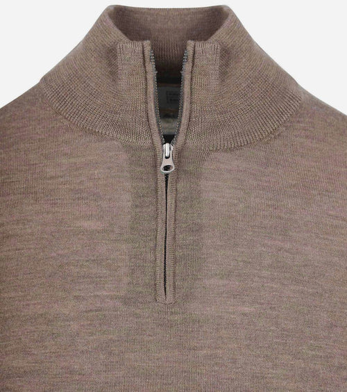 The michael halve rits pull merino bruin