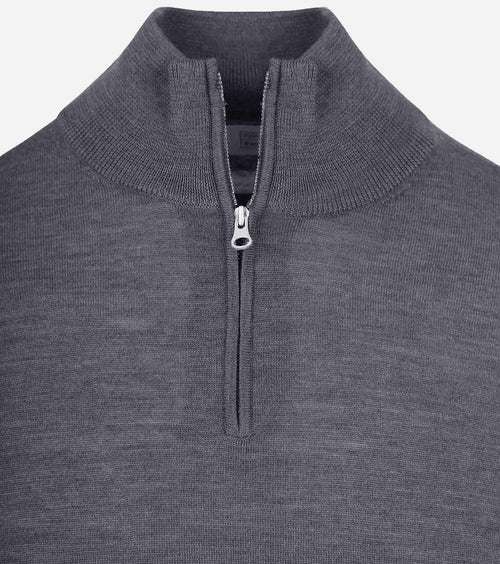 The michael halve rits pull merino antraciet