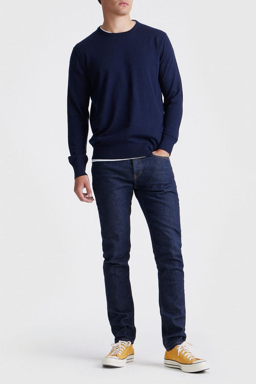 The john pullover merino donkerblauw