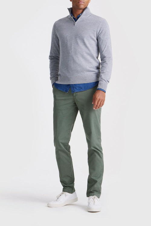 The michael halve rits pull merino grijs