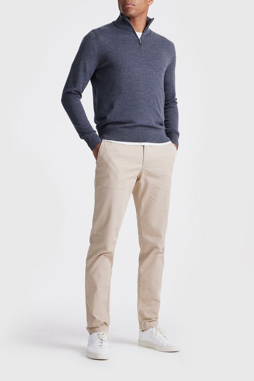 The michael halve rits pull merino antraciet