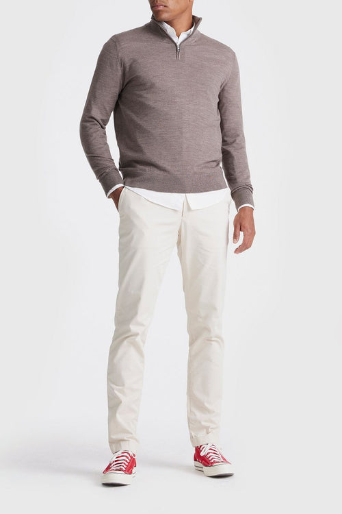 The michael halve rits pull merino bruin