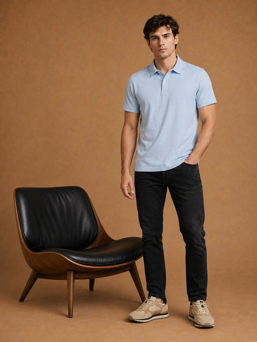 The James poloshirt lichtblauw